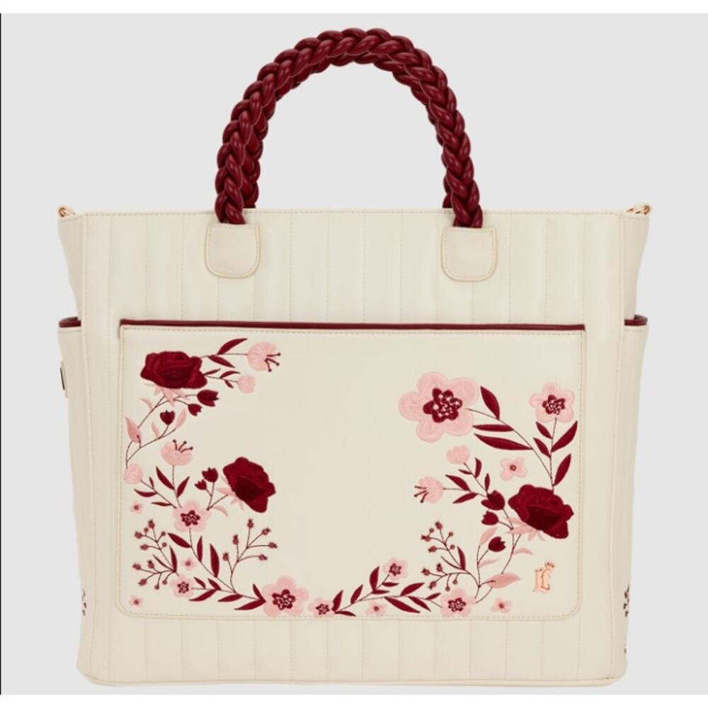 Loungefly Cream & Red Floral Convertible Backpack and Tote Crossbody Bag | NWT